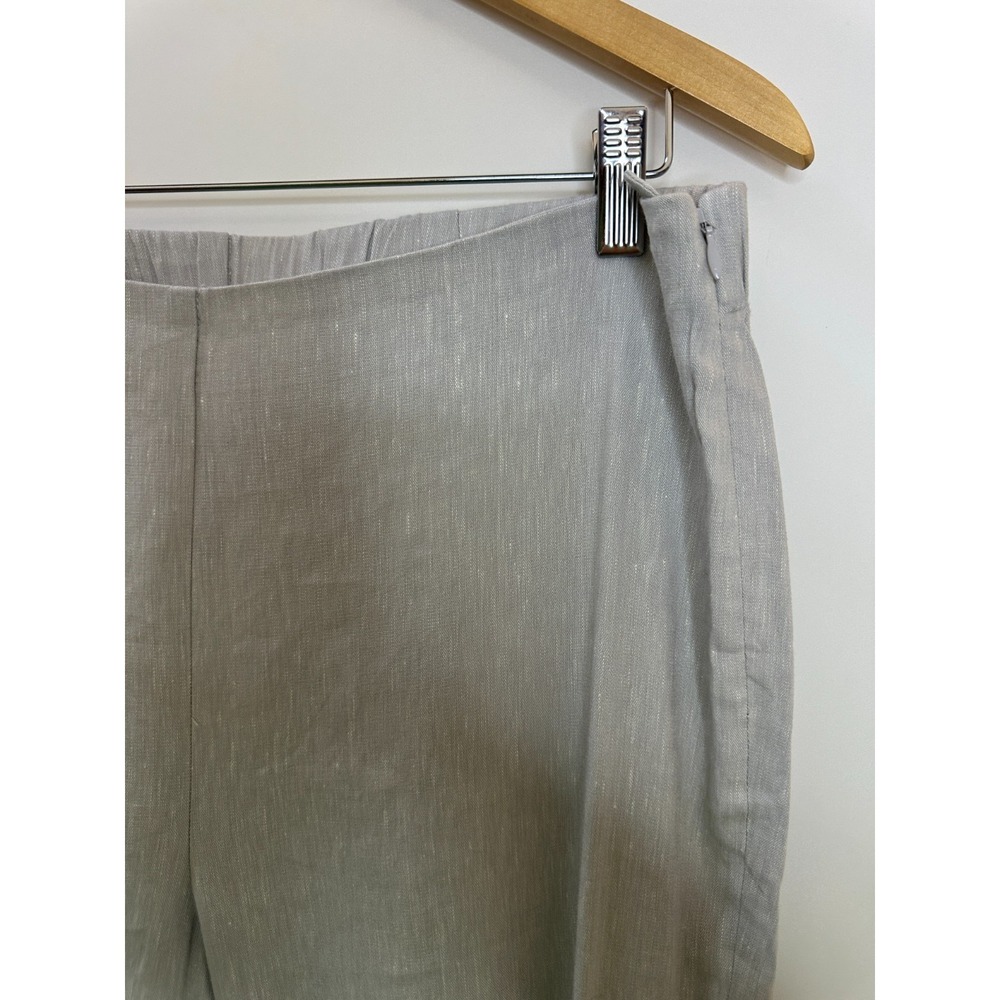 New J. Jill Button Hem Ankle Pants Zinc White Gray Linen Blend Stretch Medium - Picture 3 of 16
